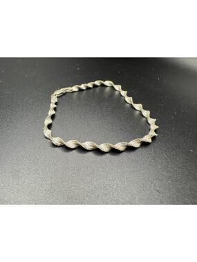 Vintage Spiral Twist Herringbone Sterling Silver 925 Signed Bracelet Size 7.5"